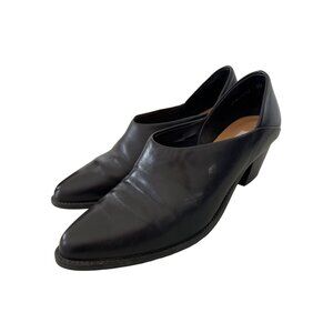 Nicole Josephine Leather Shoes Size 7 Black Pointed Toe Career Office Preppy